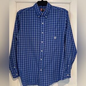 Men’s Chaps Plaid Button-Down Shirt Large – Cotton Blend – Excellent Condition